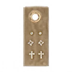 NEW SPLENDID IRIS cross velvet stud gift set in gold